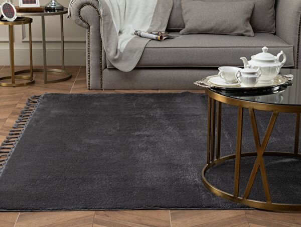 Carol Fringed Carpet - Anthracite - 80x300 cm - 0