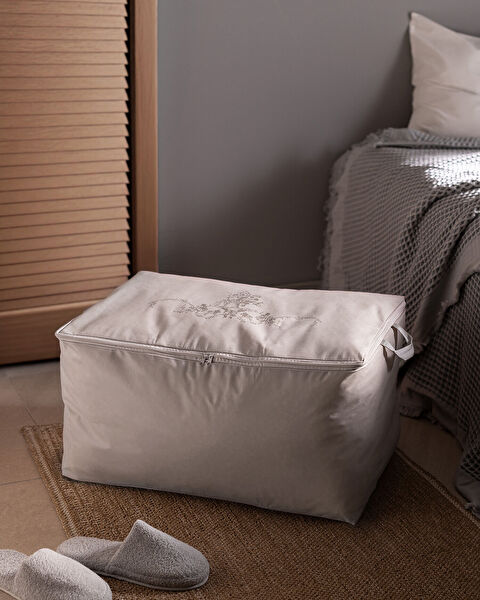 Flower Pattern Printed Saddlebag - Gray - 64x41x35 cm - 0