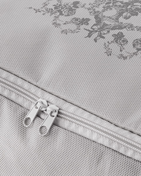 Flower Pattern Printed Saddlebag - Gray - 52x28x21 cm - 1