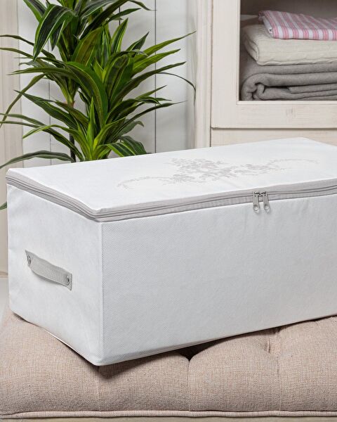 Flower Pattern Printed Saddlebag - White/Grey - 52x28x21 cm - 0