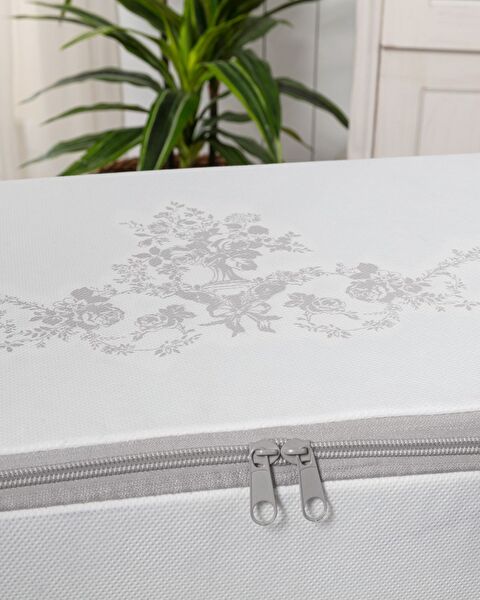 Flower Pattern Printed Saddle Bag - White/Grey - 64x41x35 cm - 3