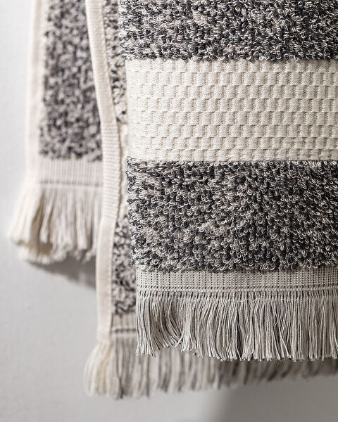 Brest 100% Cotton Yarn Dyed Face Towel - Anthracite - 50x85 cm - Natural Collection - 3