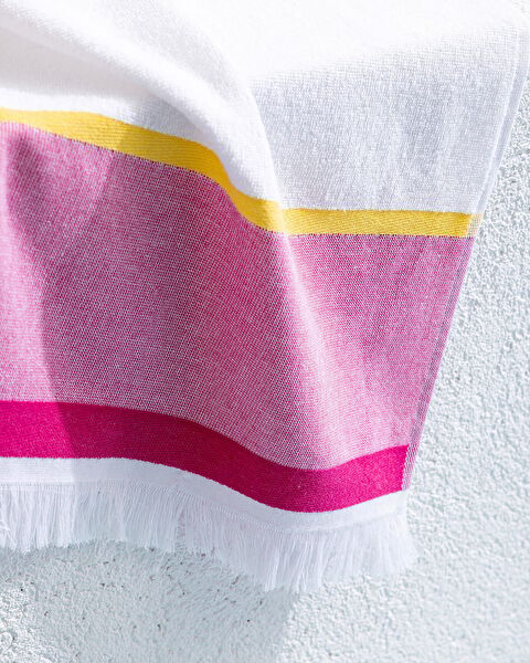 Serviette de Plage Ella 100% Coton - Turquoise/Fuchsia - 70x150 cm - 2