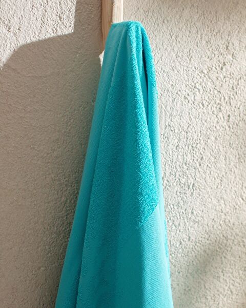 Serviette de plage Corail 100% coton - Turquoise - 70x150 cm - 1