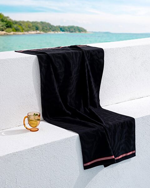 Serviette de Plage Sabre 100% Coton - Noir - 70x150 cm - 0