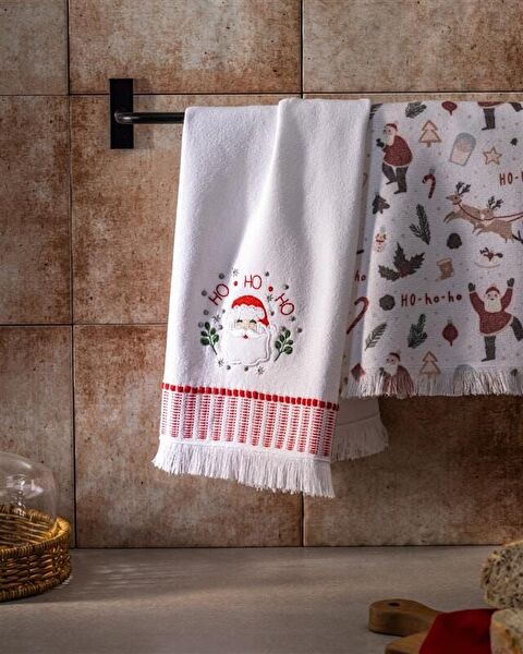 New Year's Klaus Kitchen Towel Set - White - 0