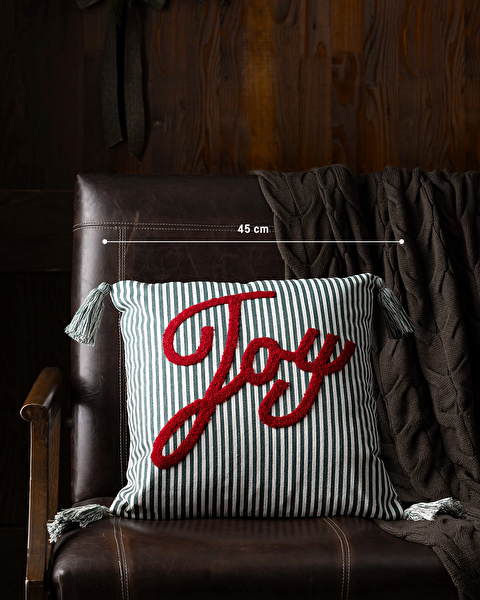 Housse de coussin en coton Dordogne - Blanc/Vert/Rouge - 45 x 45 cm - 4