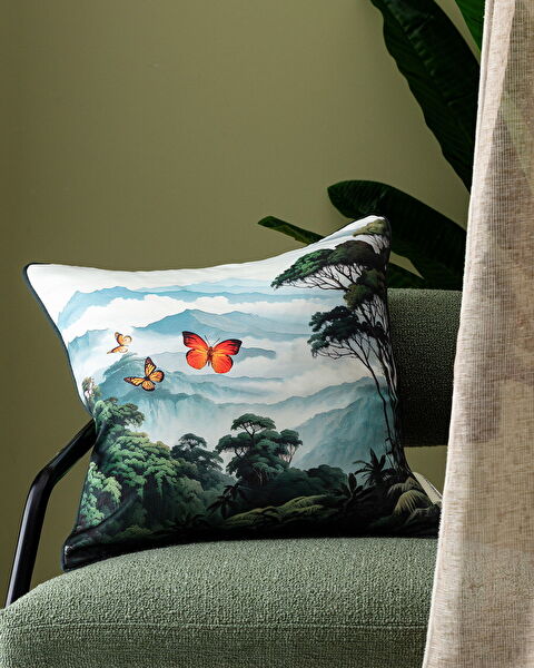 Papillon Throw Pillow Cover - Green - 43x43 cm - 0