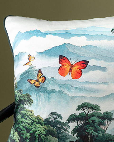 Papillon Throw Pillow Cover - Green - 43x43 cm - 1