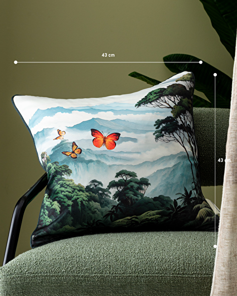 Papillon Throw Pillow Cover - Green - 43x43 cm - 5