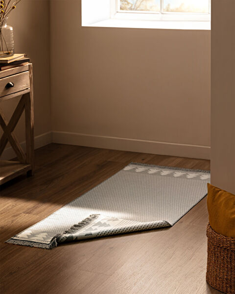 Brantes geweven vloerkleed met franjes - 1