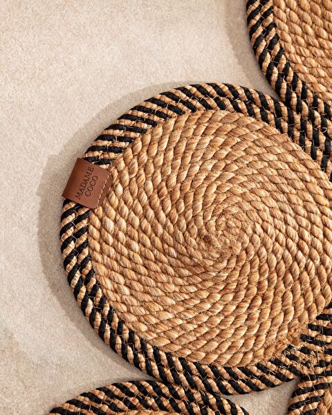 Alsace Round Pieced Rug - Natural/Black - 120 cm - 4