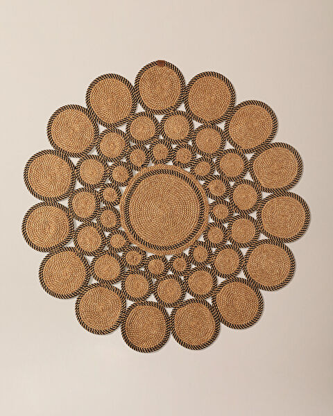 Alsace Round Pieced Rug - Natural/Black - 120 cm - 6