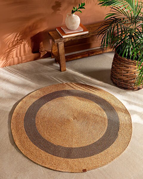 Alsace Round Rug - Natural/Black - 120 cm - 0
