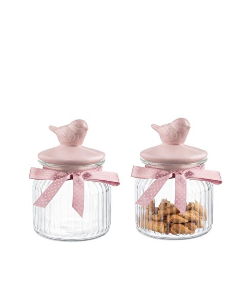 Kuşlu Kavanoz Silindir 650ml - 2