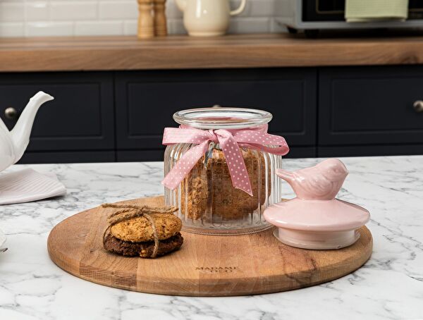 Kuşlu Kavanoz Silindir 650ml - 1