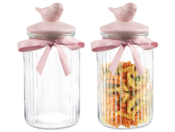 Kuşlu Kavanoz Silindir 1300ml - 2