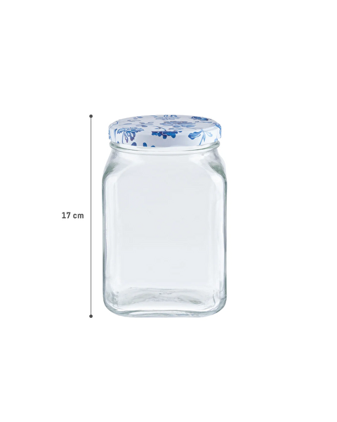 Rêve Bleu Fleur Kare Cam Kavanoz 1600ml - 9