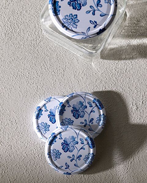 Rêve Bleu Fleur Kare Cam Kavanoz 1600ml - 1