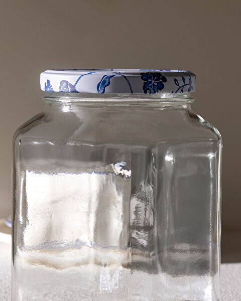 Rêve Bleu Fleur Kare Cam Kavanoz 1600ml - 2