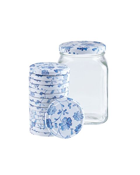 Rêve Bleu Fleur Kare Cam Kavanoz 1600ml - 8