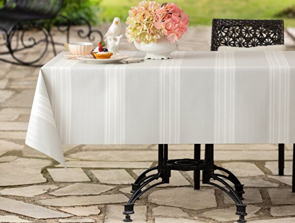 Raymond Pvc Masa Örtüsü - Gri/Beyaz - 140x140 cm - 0