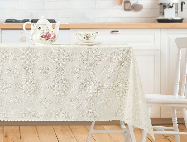 Roni Pvc Masa Örtüsü - Ekru - 140x140 cm - 0
