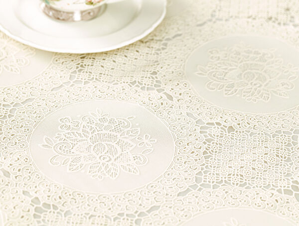 Roni Pvc Masa Örtüsü - Ekru - 140x140 cm - 1