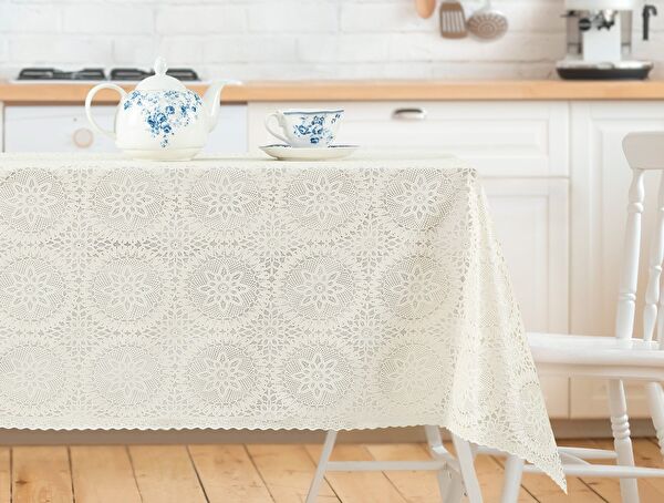 Anita Pvc Masa Örtüsü - Ekru - 140x140 cm - 0