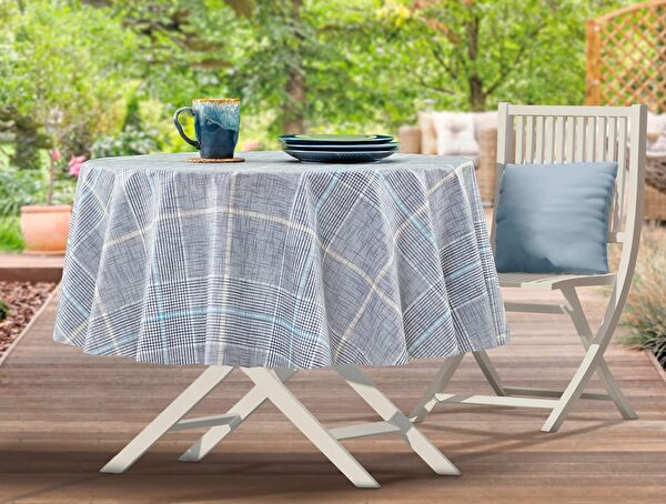 Boise PVC Tablecloth - Navy Blue - 140 cm - 0