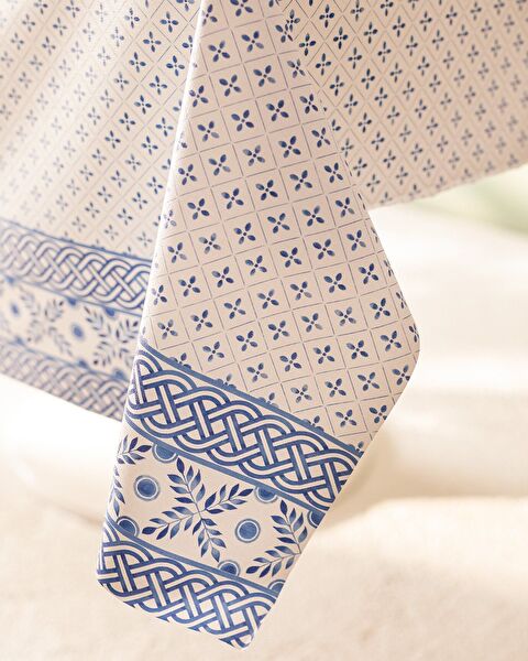 Nappe PVC Agnès - Blanc/Bleu - 100x140 cm - 2