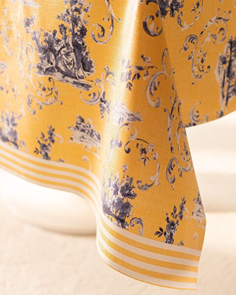 Nora Pvc Masa Örtüsü - Sarı/Mavi - 140x140 cm - 2