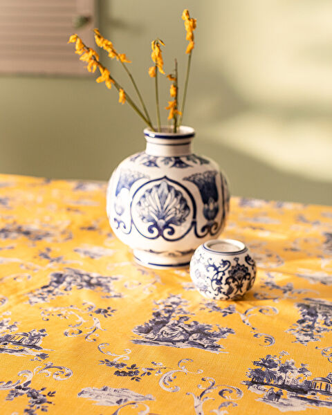 Nora Pvc Masa Örtüsü - Sarı/Mavi - 140x200 cm - 1