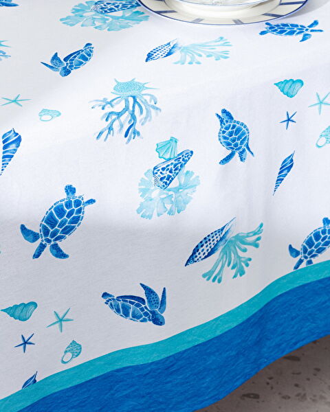 Cornella Tischdecke - 150x150 cm - Blau/Weiß - 2