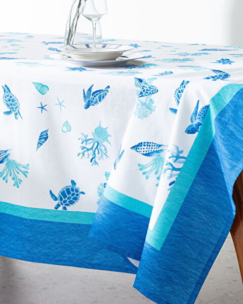 Cornella Tischdecke - 150x150 cm - Blau/Weiß - 1