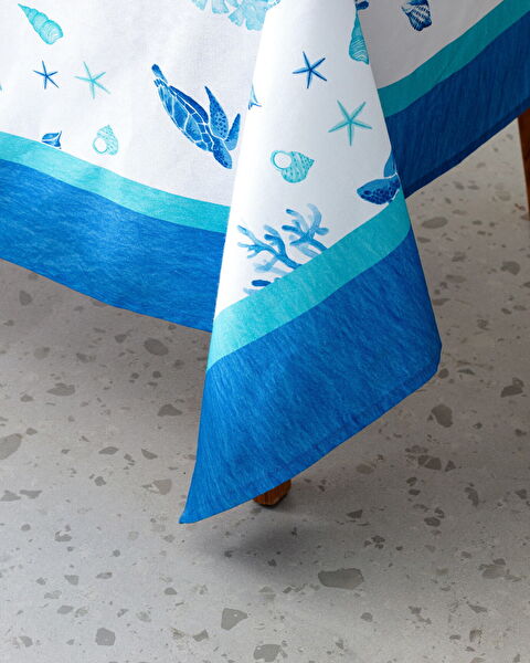 Cornella Tischdecke - 150x150 cm - Blau/Weiß - 3