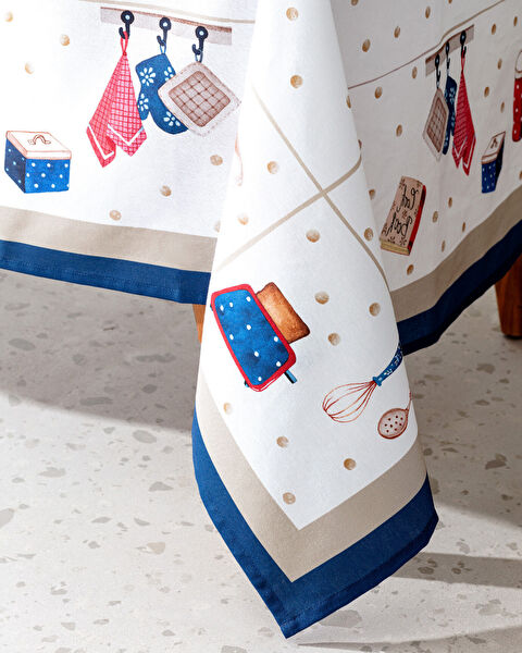 Nappe Asonne - 150x150 cm - Blanc/Bleu Marine - 3