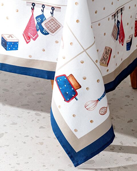 Asonne Masa Örtüsü - 150x200 cm - Beyaz/Lacivert - 3