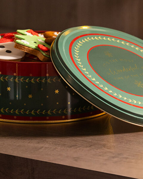 Linda Round Metal Box - Medium Size - Green - 6