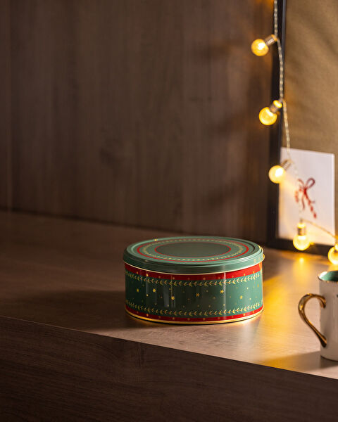 Linda Round Metal Box - Medium Size - Green - 5