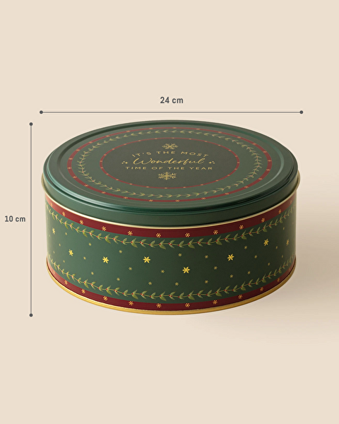 Linda Round Metal Box - Large Size - Green - 8