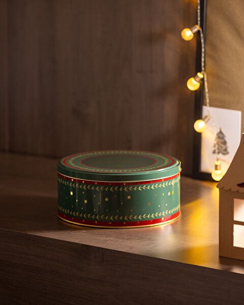 Linda Round Metal Box - Large Size - Green - 1