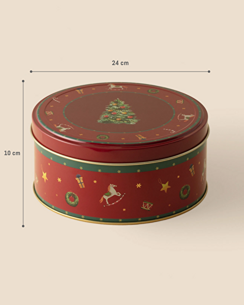 Bonni Round Metal Box - Large Size - Red - 9