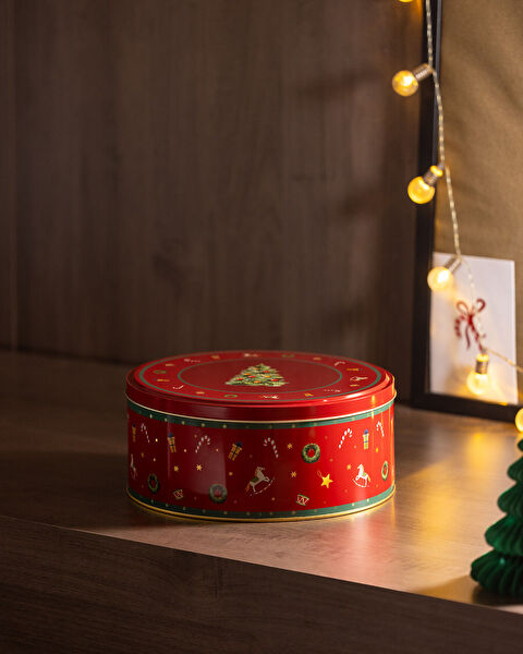 Bonni Round Metal Box - Large Size - Red - 2
