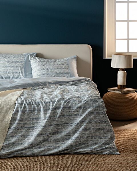 Pansy 100% Cotton Double Madame Coco Crep Printed Duvet Cover Set - Turquoise - 0