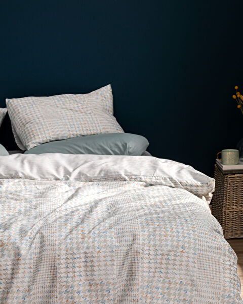 مجموعة غطاء لحاف  ذات حجم مزدوج - رانفورس منقوش - 1