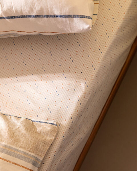 Elodie Double Printed Ranforce Duvet Cover Set - Beige - 4