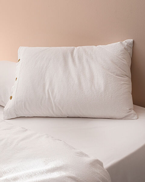 Linda Double Washable Seersucker Duvet Cover Set - White - 2