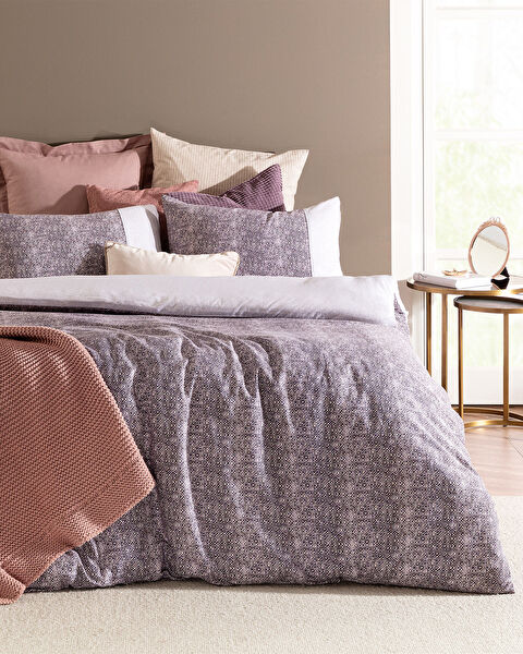 Ensemble de housse de couette imprimée en crêpe Madame Coco 100 % coton double Diane - Violet - 0