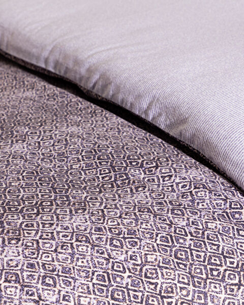 Ensemble de housse de couette imprimée en crêpe Madame Coco 100 % coton double Diane - Violet - 4